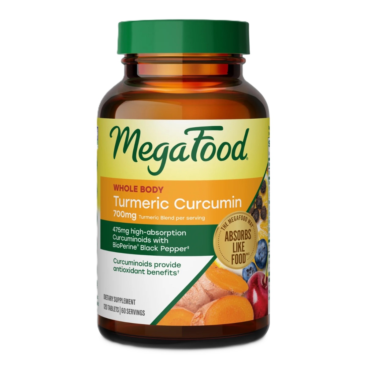MegaFood Turmeric Curcumina Extra Fuerte Cuerpo Entero 120 comp