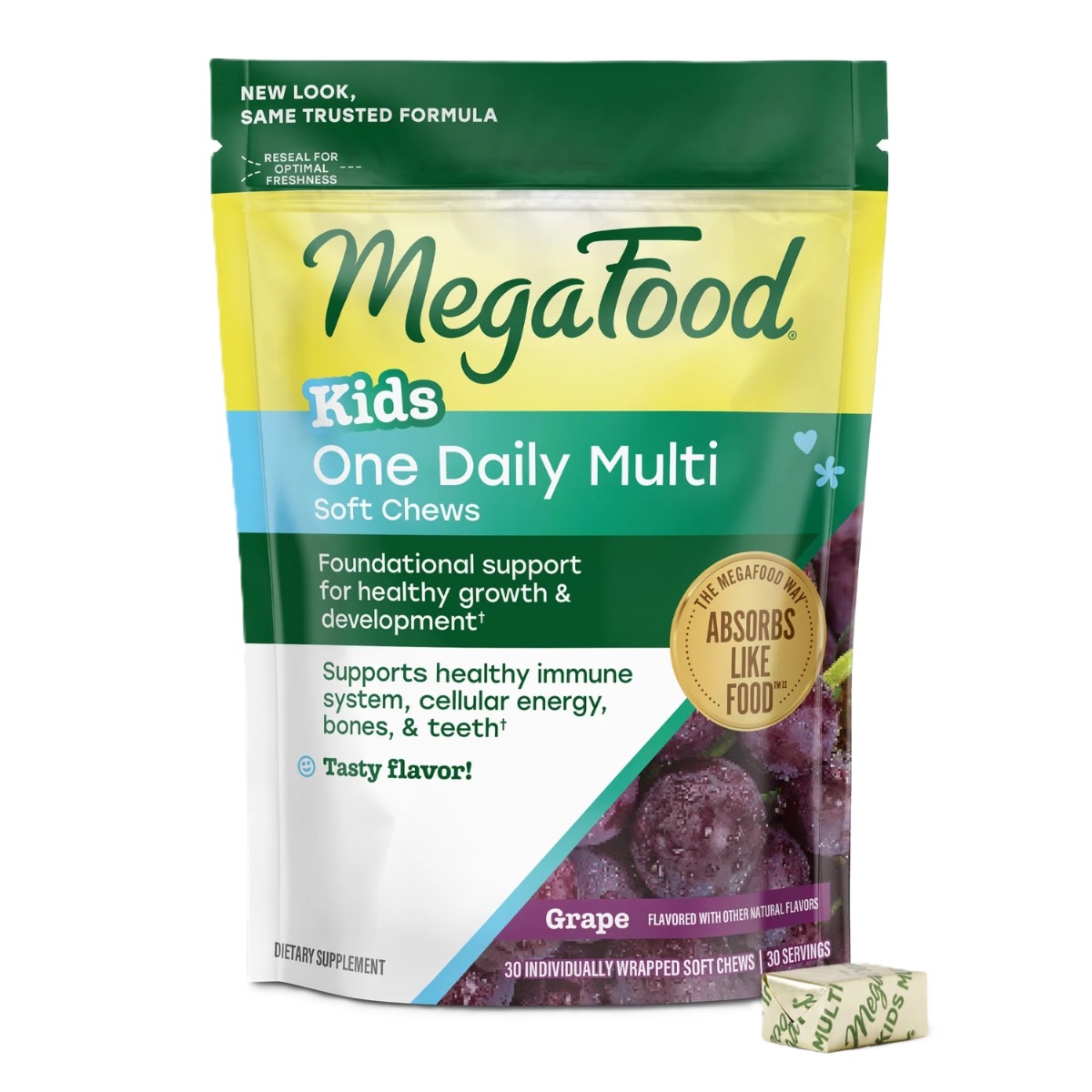 MegaFood Kids One Daily – Masticables blandos multivitamínicos para niños 30 chews