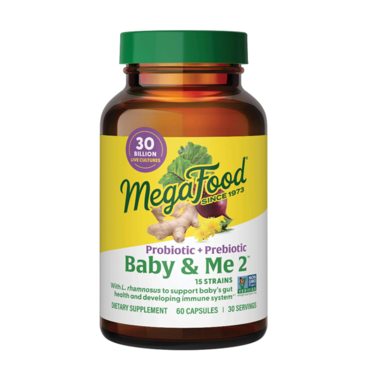 MegaFood Baby & Me 2 Prenatal Probiótico + Prebiótico 60 cápsulas